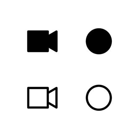 Recording and camcorder icons. With outline and glyph styleのイラスト素材