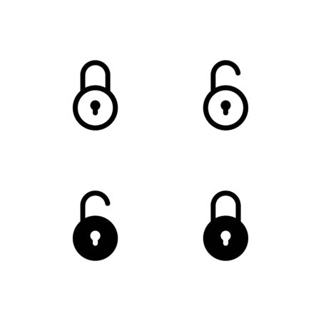 Lock and unlock icon. With outline and glyph style
