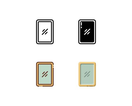 Wall mirror icon. With outline, glyph, filled outline, and flat styleのイラスト素材