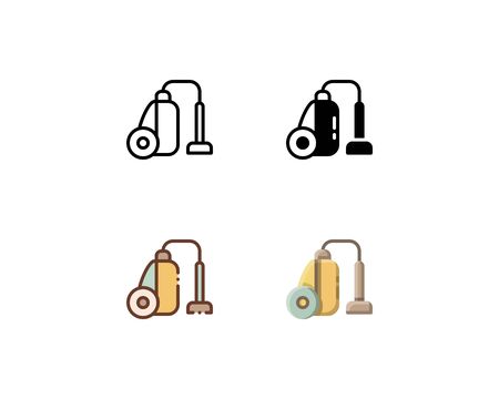 Vacuum cleaner icon. With outline, glyph, filled outline, and flat styleのイラスト素材