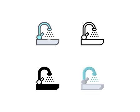 Washbowl icon. With outline, glyph, filled outline, and flat styleのイラスト素材