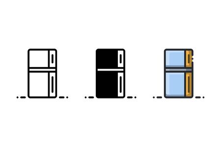 Refrigerator icon. With outline, glyph, and filled outline styleのイラスト素材
