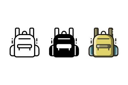School bag icon. With outline, glyph, and filled outline styleのイラスト素材
