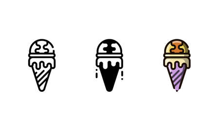 Sherbet icon with chocolate flavor. With outline, glyph, and filled outline styleのイラスト素材
