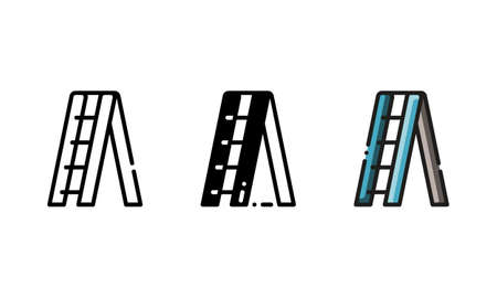 Extension ladder icon. With outline, glyph, and filled outline styleのイラスト素材