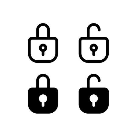 Padlock icon. With outline and glyph styleのイラスト素材