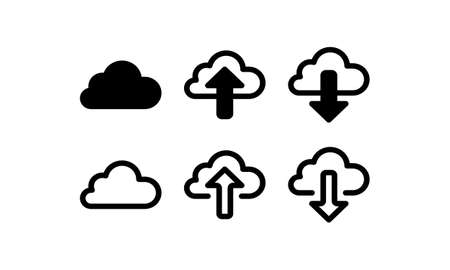 Cloud storage icon. Outline and glyph styleのイラスト素材