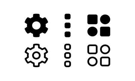 Settings and menu icons. Outline and glyph styleのイラスト素材