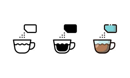 Drink sweetener icon. Outlined, glyph style, and filled outlineのイラスト素材