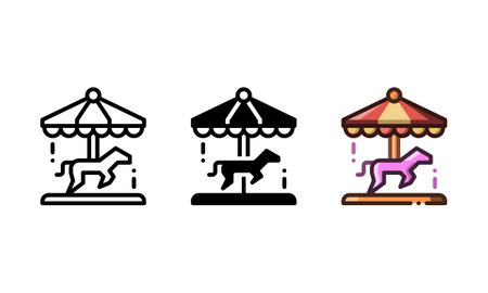 Carousel icon. With outline, glyph, and filled outline stylesのイラスト素材