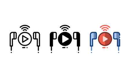 Entertainment media icon. With outline, glyph, and filled outline stylesのイラスト素材
