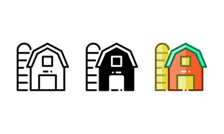 Granary icon. With outline, glyph, and filled outline stylesのイラスト素材