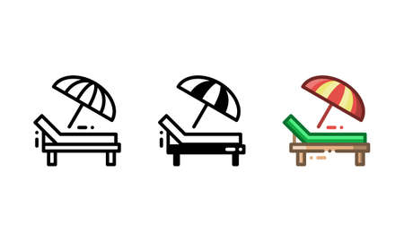 Sunbathe icon. With outline, glyph, and filled outline stylesのイラスト素材