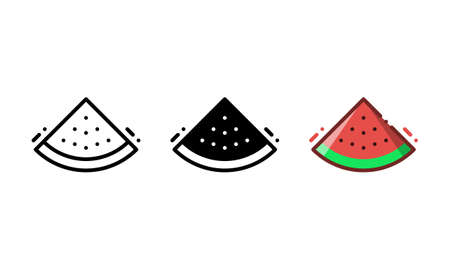 Watermelon slice icon. With outline, glyph, and filled outline stylesのイラスト素材