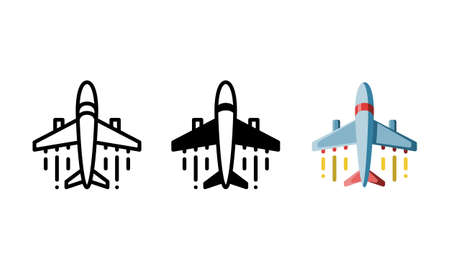 Flight icon. With flat, glyph and outline stylesのイラスト素材