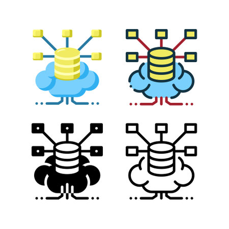 Big data icon. With outline, glyph, filled outline and flat stylesのイラスト素材