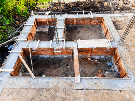 House foundations made of concrete in house construction