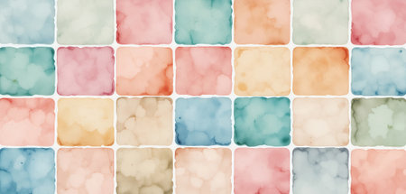 Watercolor Square Tile Grid in Earthy Pastelsの素材