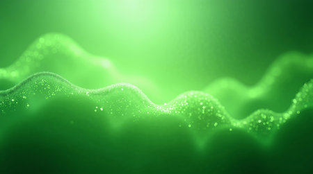 Mesmerizing Green Abstract Background with Sparkling Wavesの素材