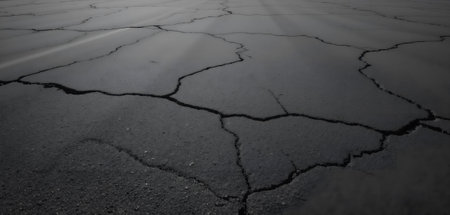 Black and White Asphalt Texture with Fine Vein-Like Cracksの素材