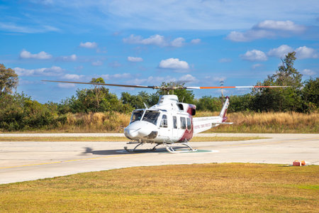 Nakhon Ratchasima, Thailand - DEC, 2021 : Thai Police Aviation Division Bell 412EPI Helicopter...
