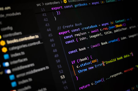 Programming code on a computer monitor. Close-up photo.