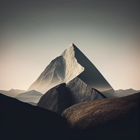Mountain landscape. minimalistic photography. Vintage style toned image. AI generatedの素材
