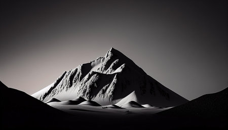 Snowy mountains in the desert. minimalistic photography. minimalistic. AI generatedの素材