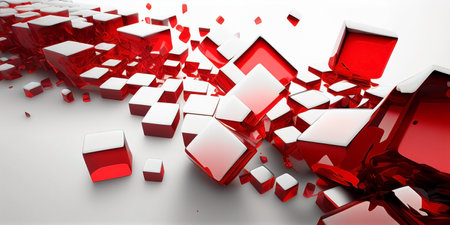 abstract background with cubes in red and white colors. modern design. AI generatedの素材