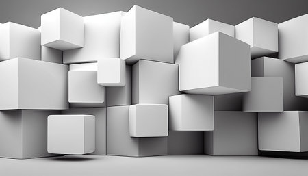 Abstracts white cubes background. High resolution image. modern design. AI generated imageの素材