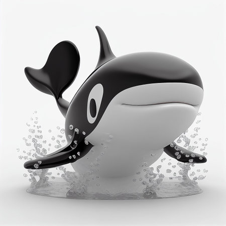 3d rendering of a cute killer whale swimming in the water.の素材