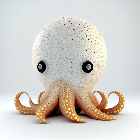 Octopus isolated on a white background. 3d render illustration.の素材