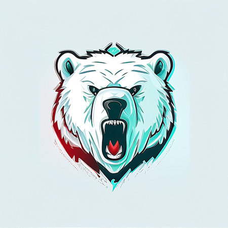 Vector illustration of a Grizzly bear head on a white background.の素材