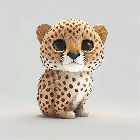 Cheetah on gray background. 3D illustration. Cute animal.の素材
