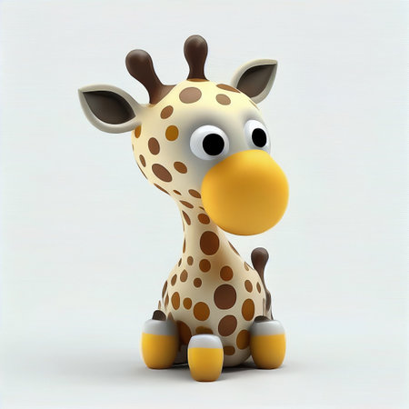 Cute giraffe isolated on white background. 3D rendering.の素材
