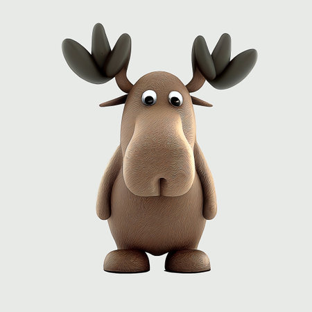 Cute cartoon moose with big antlers. 3D renderingの素材