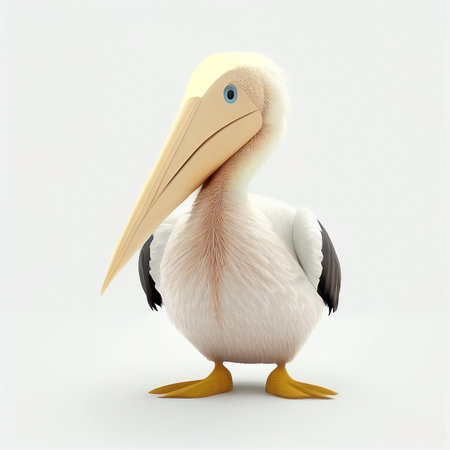 Pelican isolated on white background. 3D illustration. 3D rendering.の素材