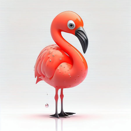 Flamingo bird on a white background. 3D illustration.の素材