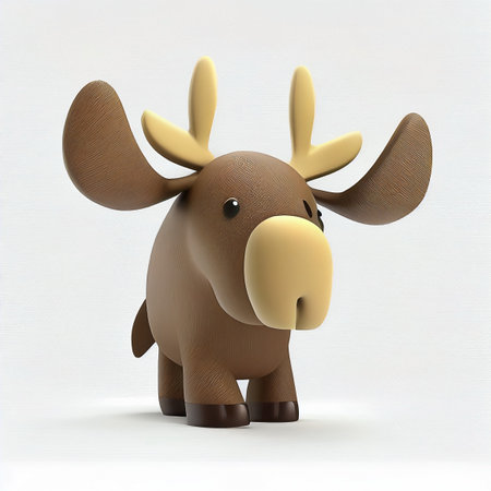 cute reindeer on white background. Cute animals, farms & wildlife character. AI generative imageの素材