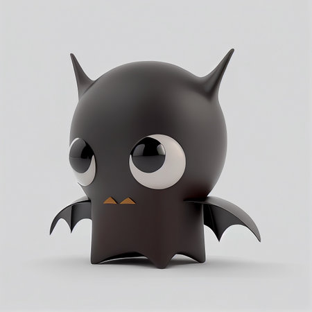 funny black bat isolated on white background. cute character and symbols. AI generativeの素材