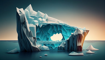 Iceberg in the desert. 3d rendering. Computer digital drawing.の素材