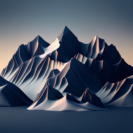 Abstract background with mountains. 3d render. Computer digital drawing.の写真素材