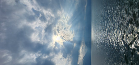 Panoramic view of the sea from a ship in the water