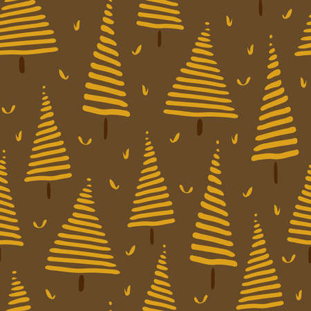 Seamless vector pattern with hand drawn trees on brown background. Modern forest wallpaper design.
Abstract landscape fashion textile texture.のイラスト素材