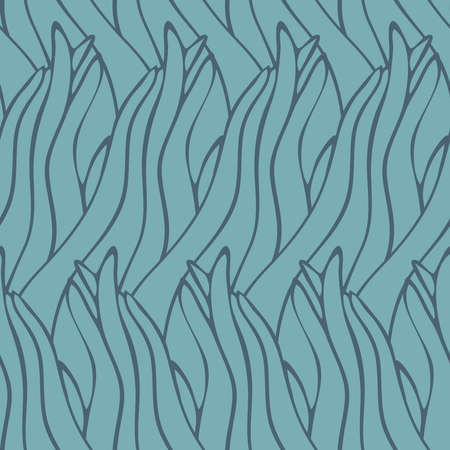 Seamless vector pattern with abstract water texture on blue background. Decorative wavy wallpaper design. Modern curve fashion textile.のイラスト素材