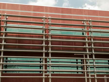 Pathumthani, Thailand- Nov 20,2019:Low view of modern brick buildingのeditorial素材