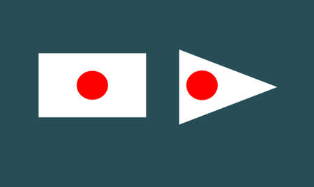 National flag of Japan in different shapes. original colors and proportion, from countries flag set. Japanese rectangle flag and Japanese triangle flag.の写真素材
