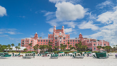 Don Cesar Hotel St. Pete beach Florida against Blue sky with cloudsのeditorial素材