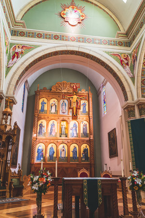 Interior of Cathedral Basilica Saint Francis of Assani, Santa Fe New Mexicoのeditorial素材