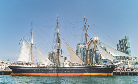 Historic Tall Ship The Star of India docked at Maritime Museum of San Diego